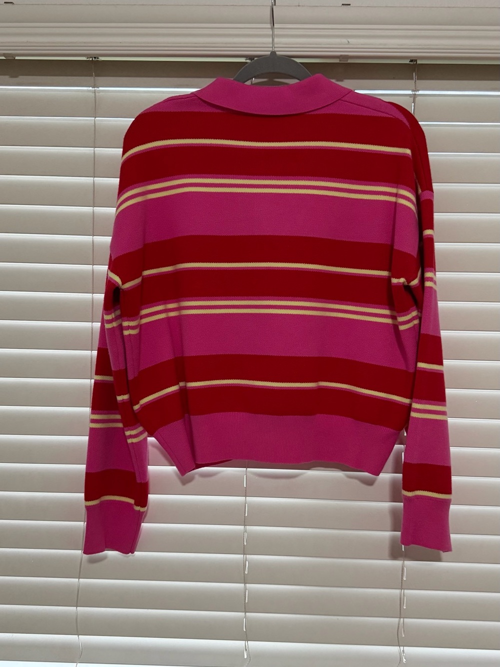 Zara Pink and Red Striped Long-Sleeve Sweater